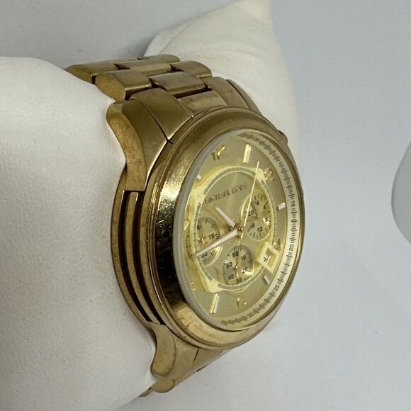 Michael Kors Runway MK8077 Men's Gold Stainless Steel Analog Dial Watch HME73 - Picture 4 of 11